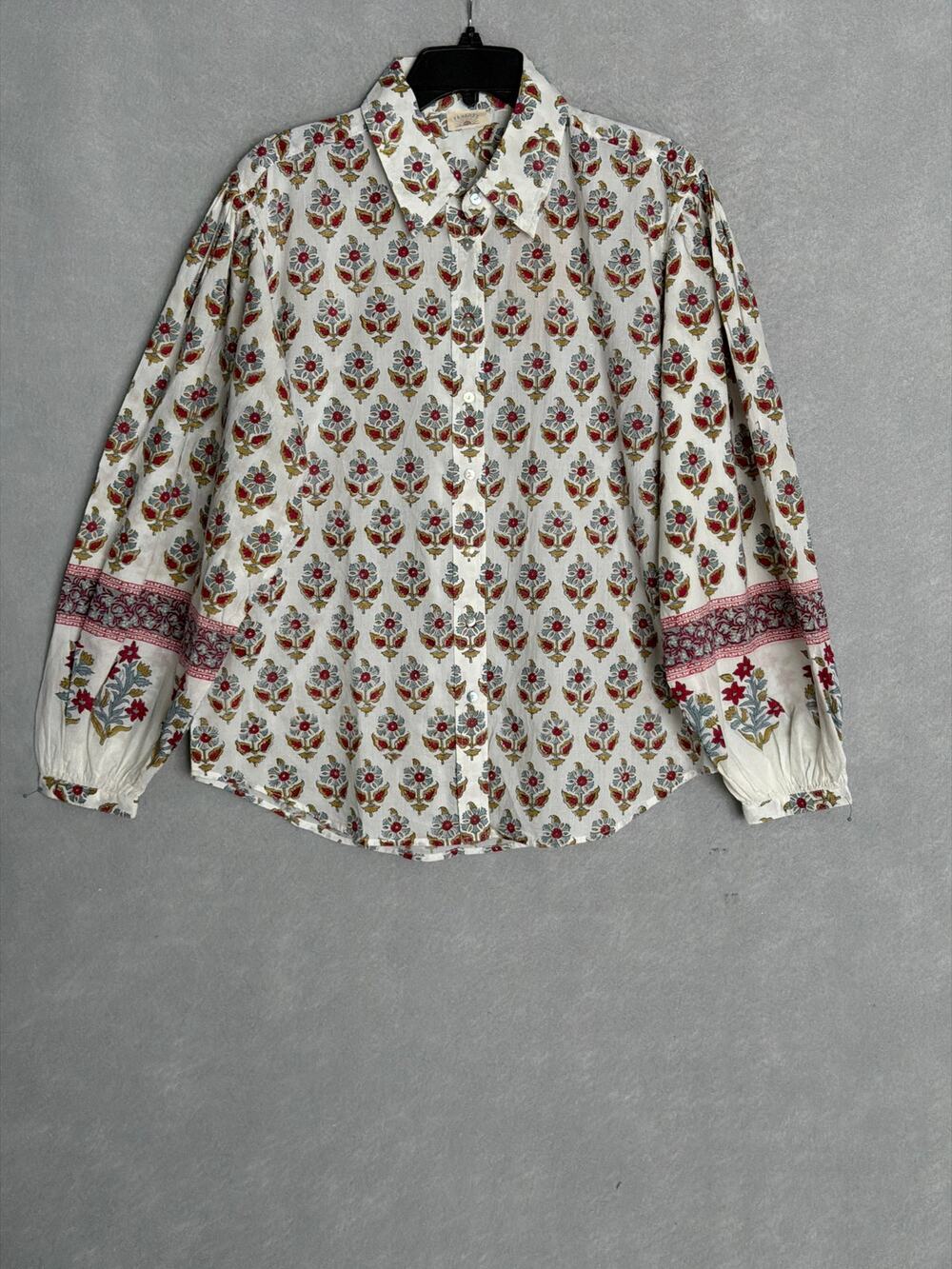Faherty Suki Top Long Puff Sleeves in Antique Bouquet Women's Medium NEW